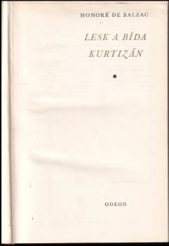 Honoré de Balzac: Lesk a bída kurtizán