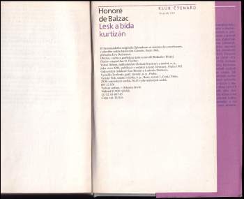 Honoré de Balzac: Lesk a bída kurtizán