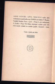 Arne Novák: Léta třicátá