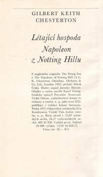 G. K Chesterton: Létající hospoda ; Napoleon z Notting Hillu