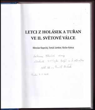 Václav Kolesa: Letci z Holásek a Tuřan ve II. světové válce
