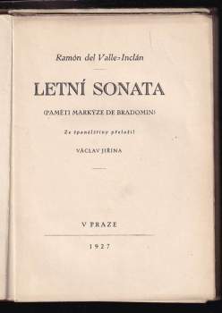 Ramón del Valle-Inclán: Letní sonata