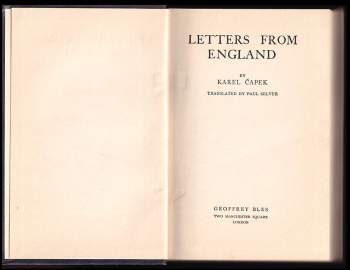 Karel Čapek: Letters from England