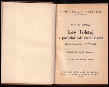 Valentin Fedorovič Bulgakov: Lev Tolstoj v poslední rok svého života