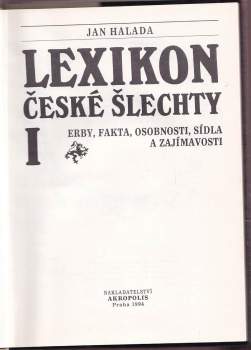 Jan Halada: Lexikon české šlechty