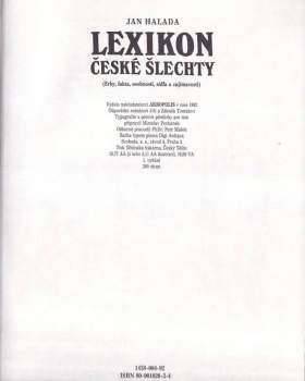 Jan Halada: Lexikon české šlechty
