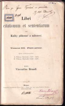 Libri citationum et sententiarum, seu, Knihy půhonné a nálezové