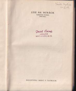 Jan Havlasa: Lidé na horách