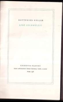 Gottfried Keller: Lidé seldwylští