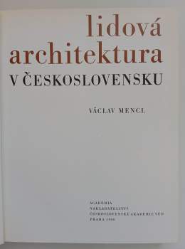 Václav Mencl: Lidová architektura v Československu