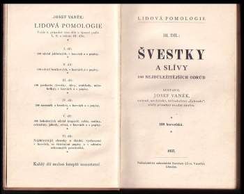 Josef Vaněk: Lidová pomologie - švestky a slívy