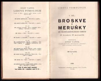 Josef Vaněk: Lidová pomologie