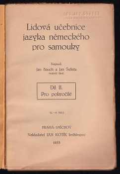 Jan Bauch: Lidová učebnice jazyka německého pro samouky