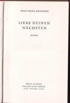Erich Maria Remarque: Liebe deinen Nächsten