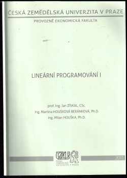 Jan Získal: Lineární programování I