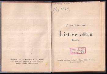 Vlasta Javořická: List ve větru