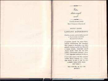 Henry James: Listiny Aspernovy