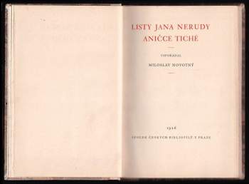 Jan Neruda: Listy Jana Nerudy Aničce Tiché