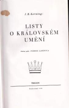 Johann Baptist Krebs: Listy o královském umění