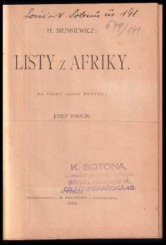 Henryk Sienkiewicz: Listy z Afriky