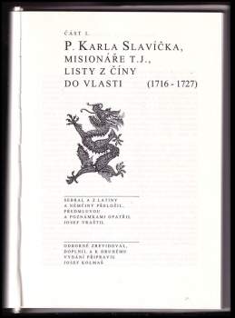 Karel Slavíček: Listy z Číny do vlasti