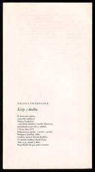 Helena Šmahelová: Listy z deníku