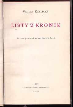 Václav Kaplický: Listy z kronik