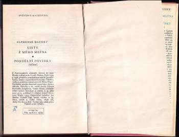Alphonse Daudet: Listy z mého mlýna ; Pondělní povídky