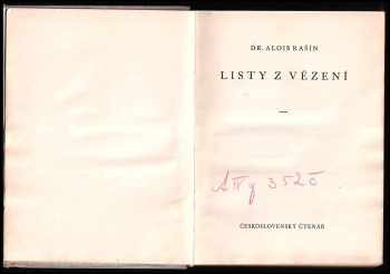 Alois Rašín: Listy z vězení