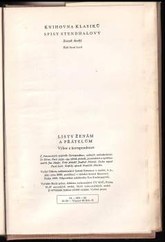 Stendhal: Listy ženám a přátelům