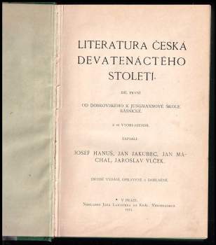Josef Hanuš: Literatura česká devatenáctého století