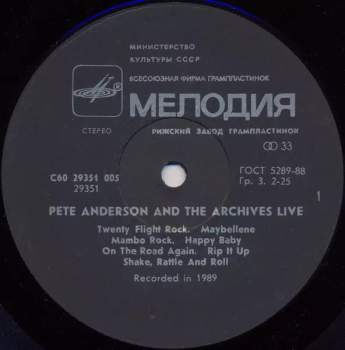 Pete Anderson & The Archives: Live!