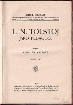 Karel Velemínský: L.N. Tolstoj jako pedagog