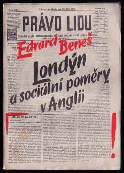 Edvard Beneš: Londýn a sociální poměry v Anglii - London und die sozialen Verhältnisse in England