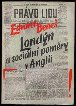 Edvard Beneš: Londýn a sociální poměry v Anglii - London und die sozialen Verhältnisse in England