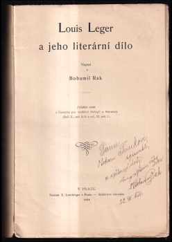 Bohumil Rak: Louis Leger a jeho literární dílo