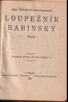 Olga Votočková-Lauermannová: Loupežník Babinský