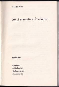 Bohuslav Klíma: Lovci mamutů z Předmostí