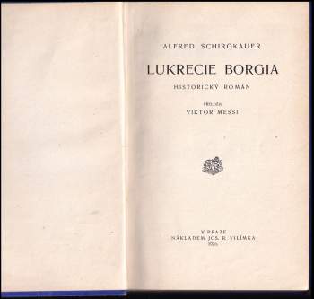 Alfred Schirokauer: Lukrecie Borgia