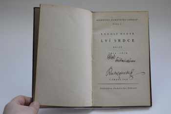 Rudolf Medek: Lví srdce : básně 1914-1918 + DEDIKACE AUTORA