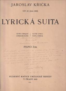 Jaroslav Křička: Lyrická suita, op. 30