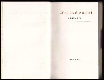 Viktor Dyk: Lyrické zrání