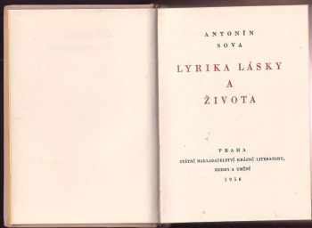 Antonín Sova: Lyrika lásky a života