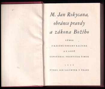 Jan: M. Jan Rokycana, obránce pravdy a zákona Božího