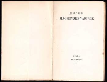 Josef Hora: Máchovské variace