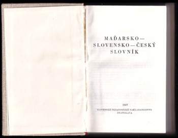 Maďarsko-slovensko-český slovník