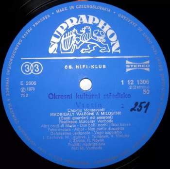 Prague Madrigal Singers: Madrigaly Válečné A Milostné (Canti Guerrieri Et Amorosi) (73)