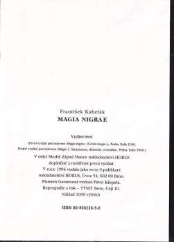 František Kabelák: Magia nigrae