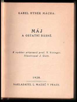 Karel Hynek Mácha: Máj a ostatní básně