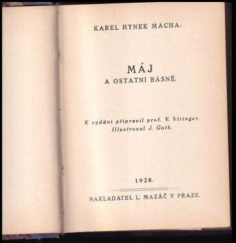 Karel Hynek Mácha: Máj a ostatní básně
